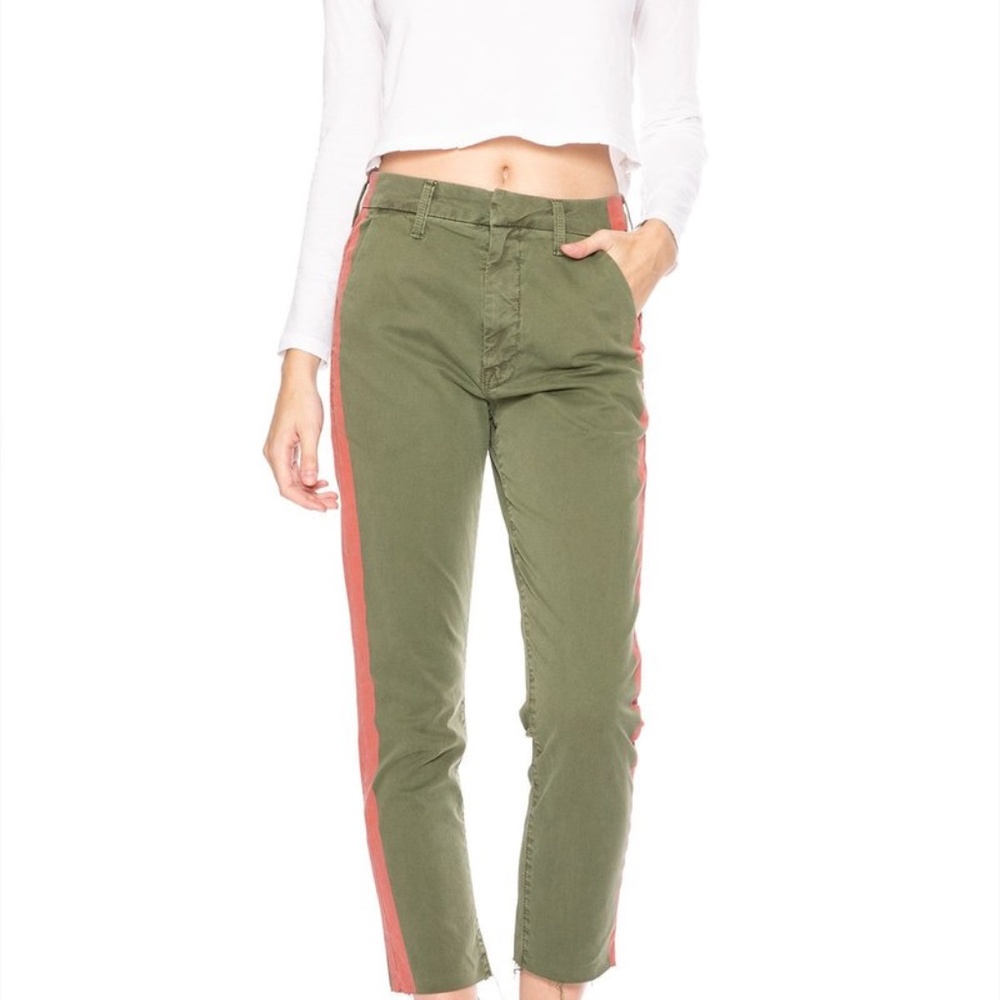 Mother Denim Fray Cropped Chinos